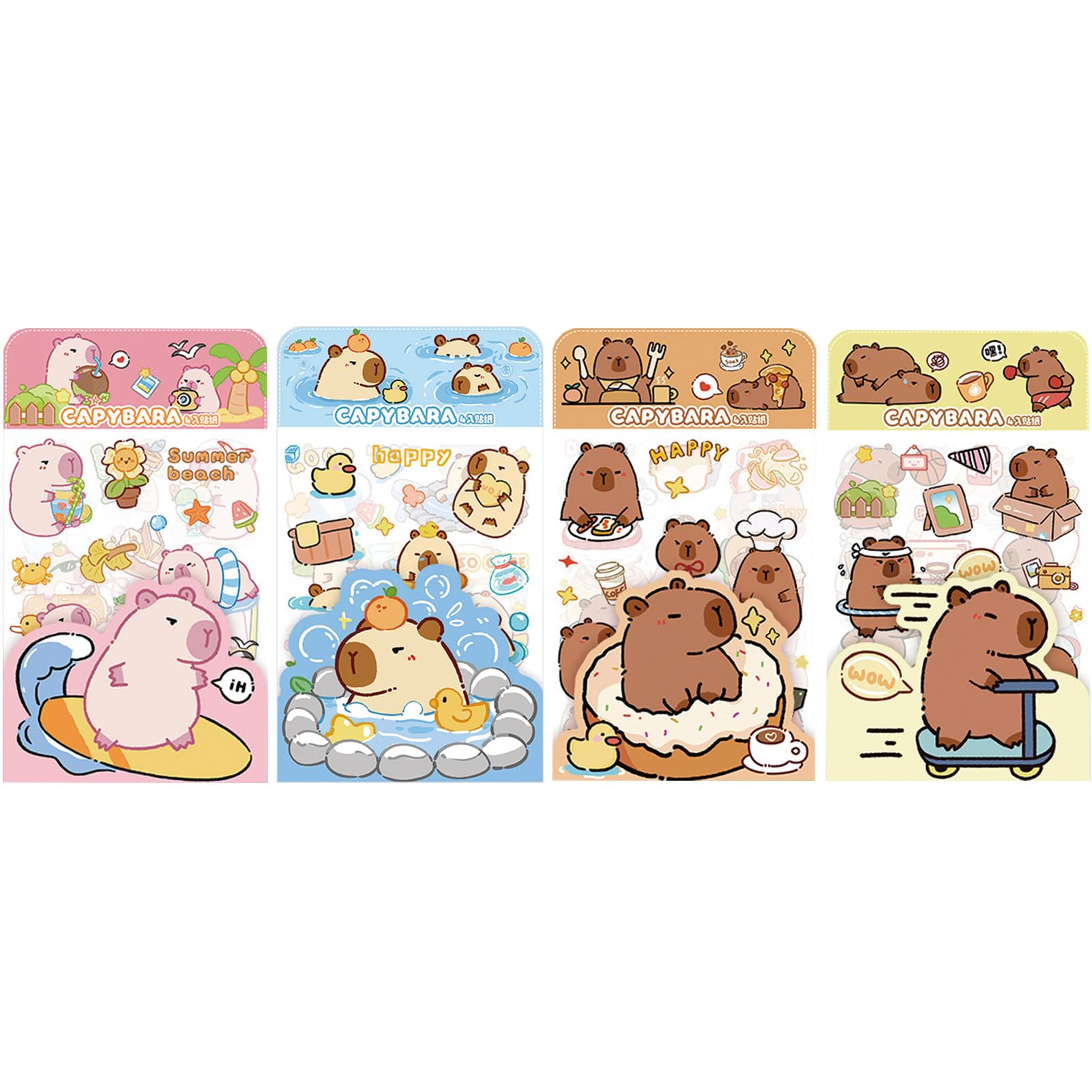 16 Sheets Cute Capybara Stickers for Girls Kawaii Stickers Waterproof Cartoon Sticker DIY Decorative Adhesive Sticker for Phone Case Stationery Party