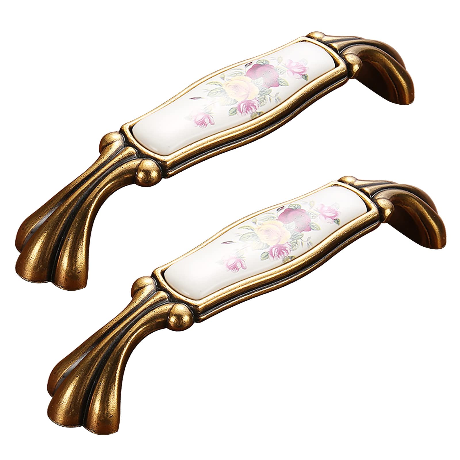 Poignées anciennes pour armoire en bronze véritable au style patiné