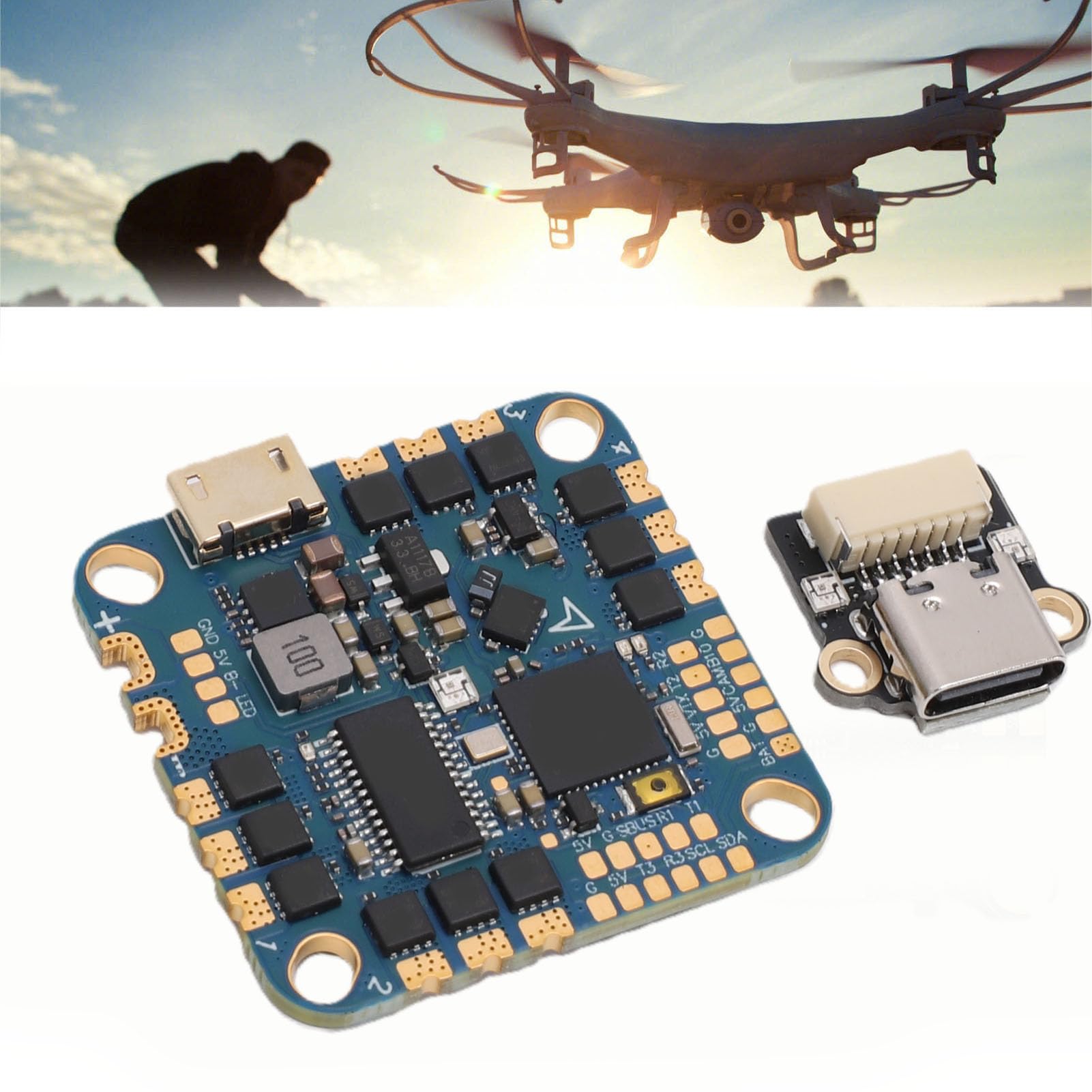 Kontroler Lotu F411 Dla Budowniczych Małych Dronów I Jednostek Wewnętrznych Integruje 4w1 20A,Osd,Barometr,Czujnik Prądu,Bec 2A,Główny Kontroler Stm32f411ceu6,Imu Icm42688