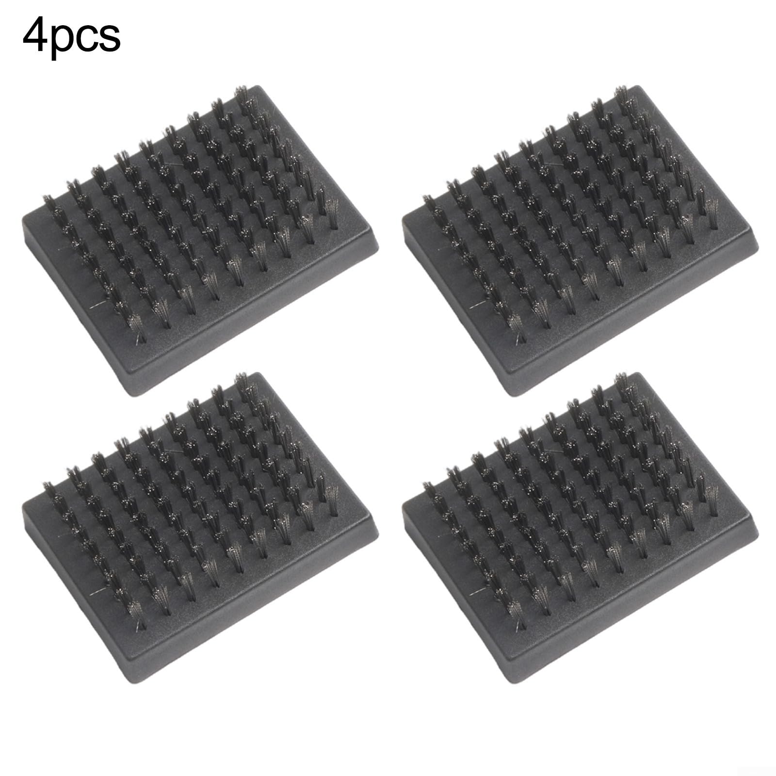 BBQ Grill Cleaning Brush, Stainless Steel Bristle Cleaner Grill Brushes Replacement Head Stainless Steel Wire Bristle Cleaning Scraper Accessories 8.3x6cm Black(4pcs)