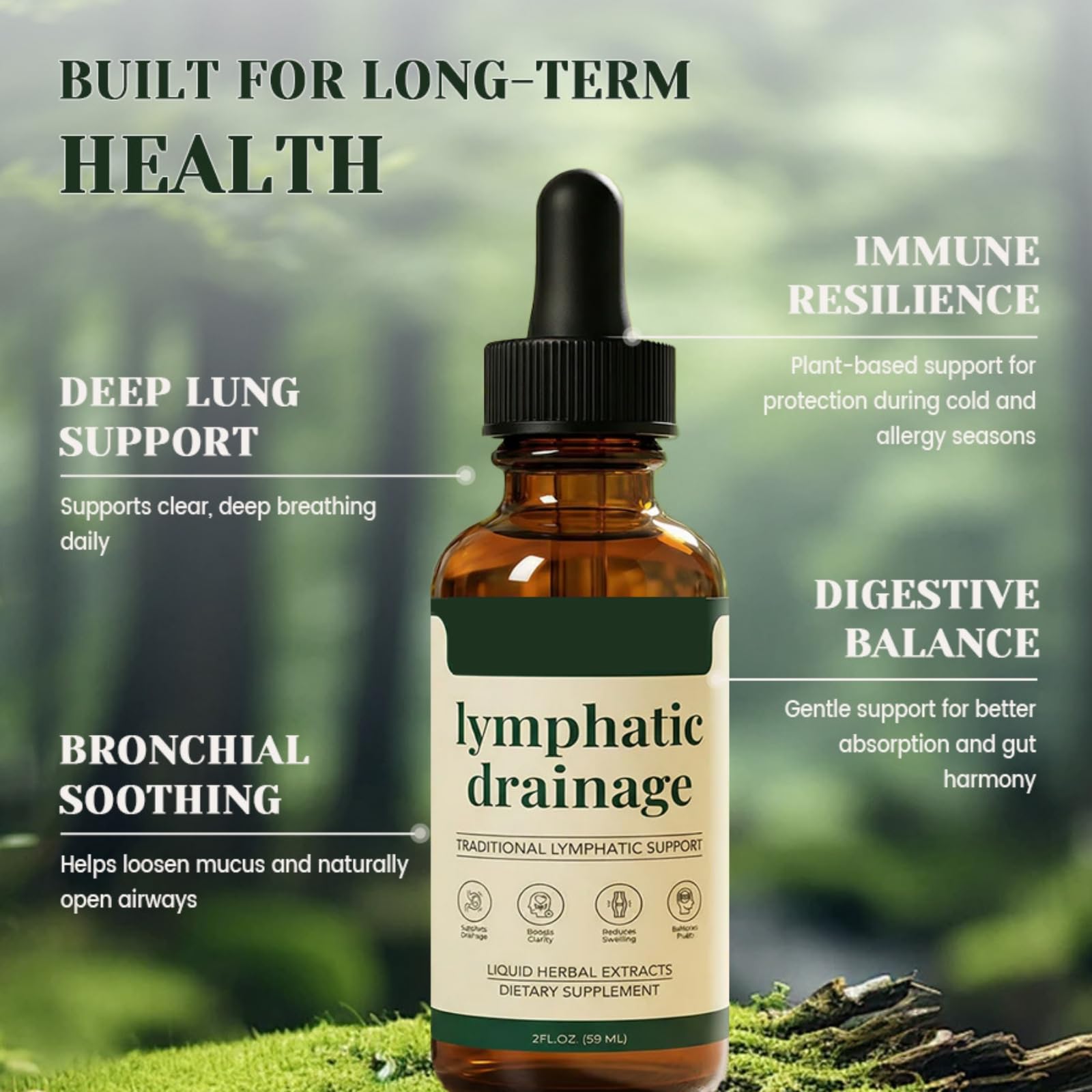 Drainant Lymphatique, Lymphatique Gouttes, Naturelles Pour Femmes Hommes, 59ML (2pc)