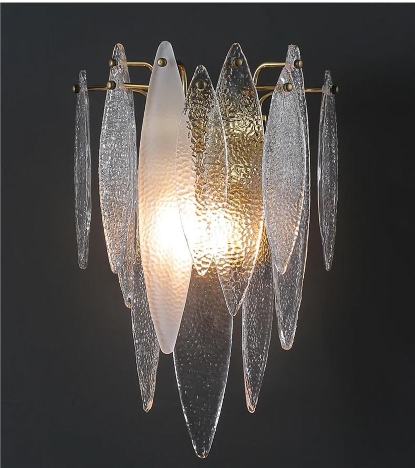 ZXTIIEUF Wall Light Golden Copper Transparent Glass Frosted Wall Lamp Living Room Background Bedroom Bedside Aisle Corridor Light Battery Wall Lights