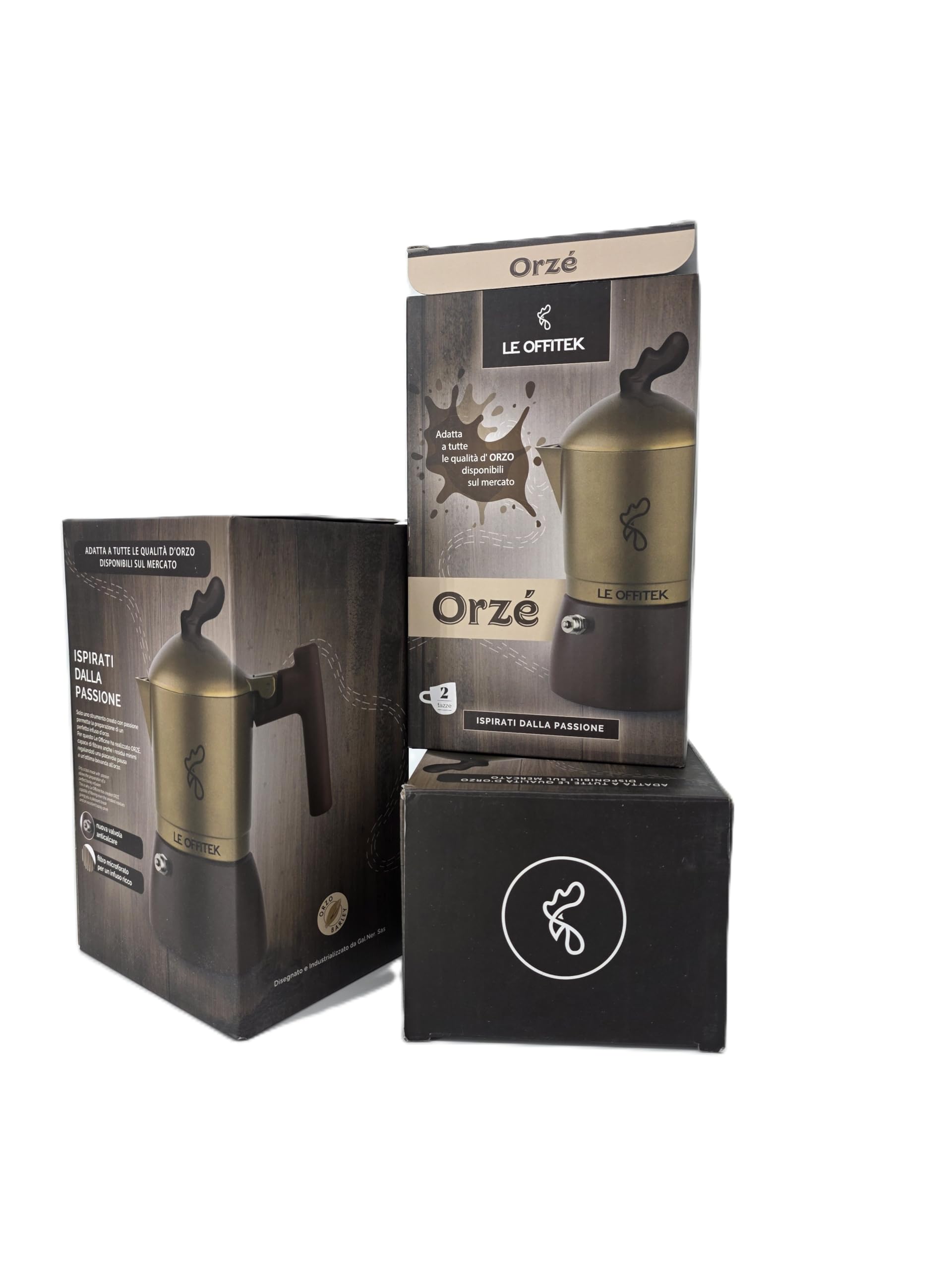 Orziera ORZE' 2 TZ, Alluminio, Alta qualità, Manico ergonomico, Valvola Anticalcare, Piastrina Filtro Acciaio Stirato