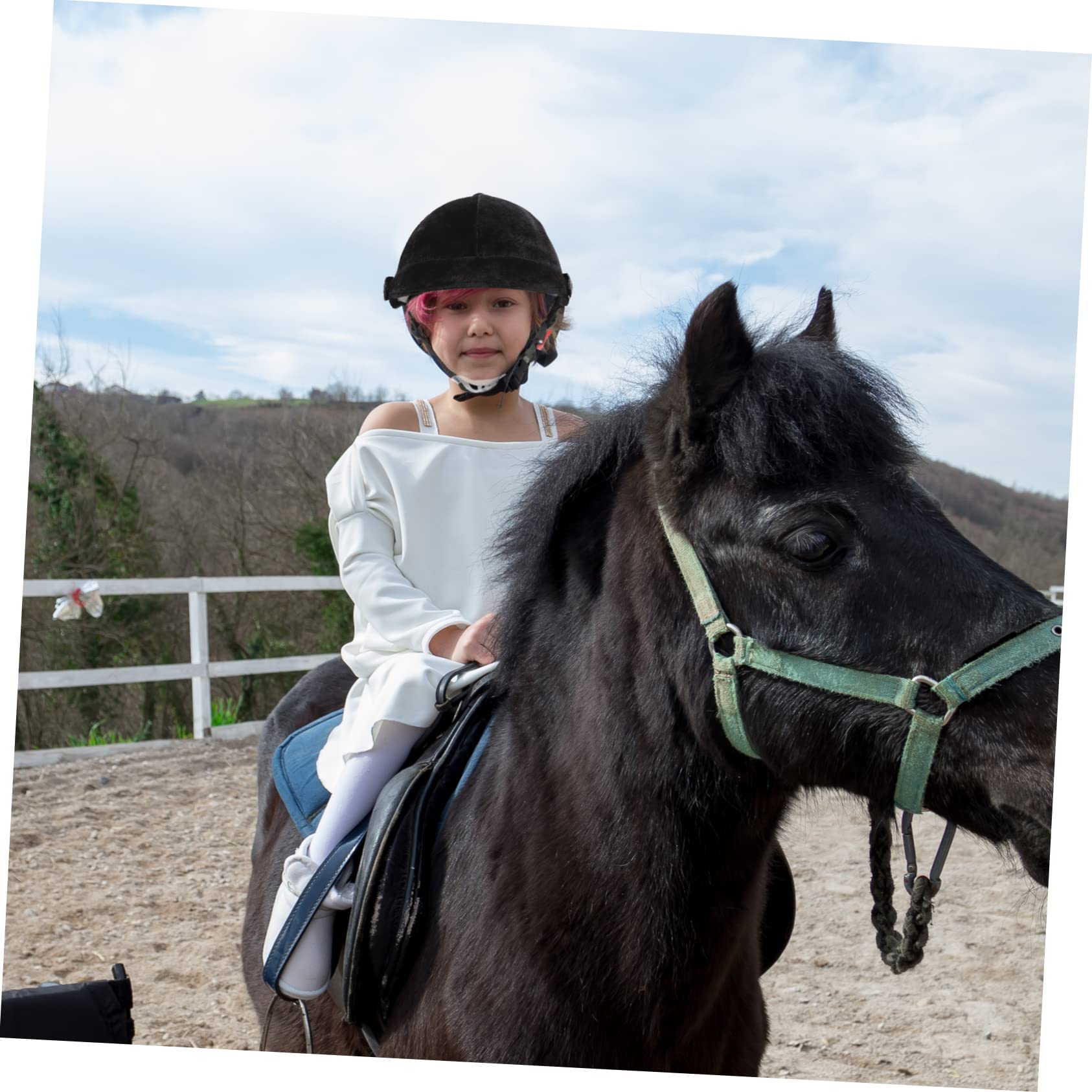 Casco de Equitación para Niños y Jóvenes Ajustable 55-60cm Negro