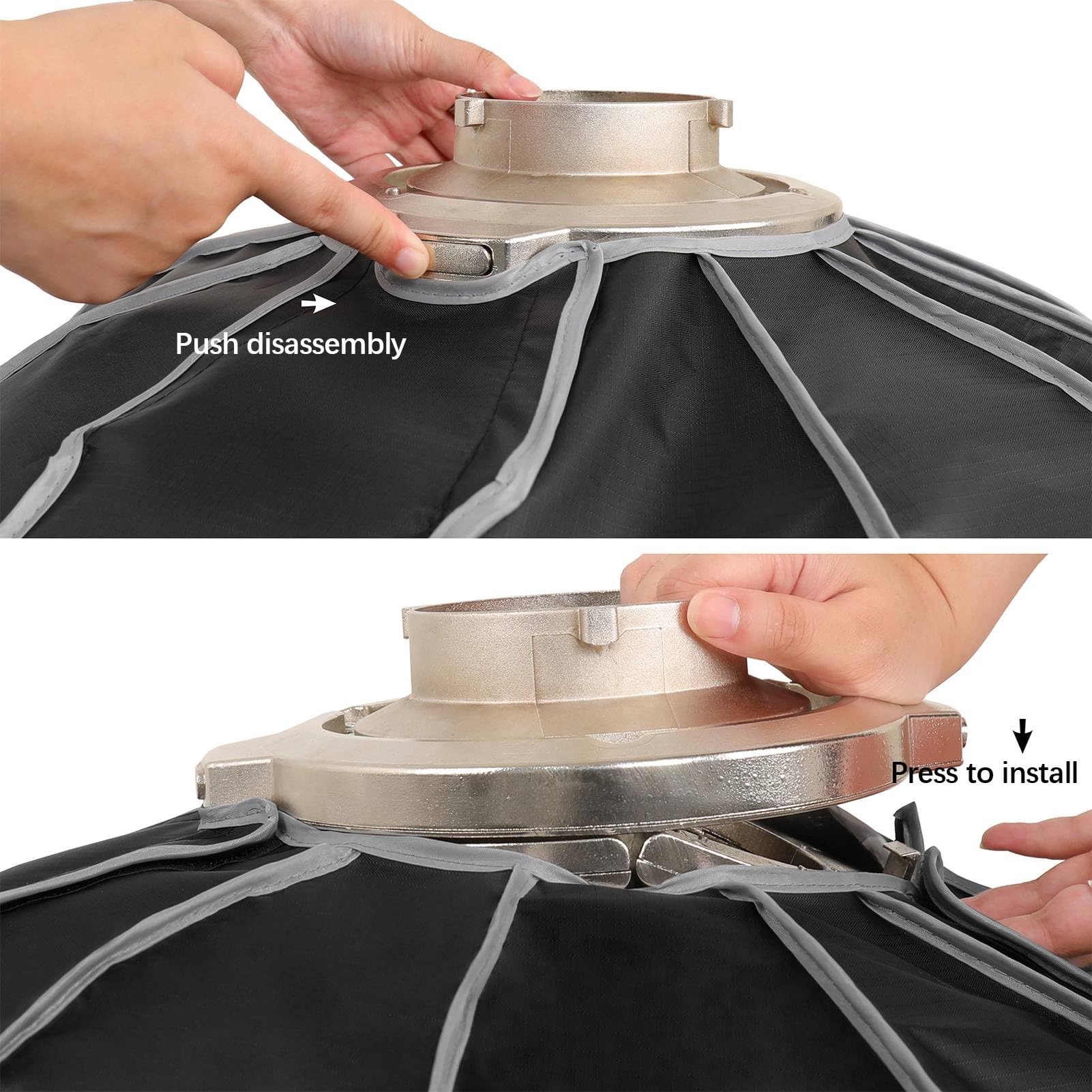 Domary Paraboliczny Softbox Składany Softbox Parasol Szybkozłączka Dyfuzor światła 60 Cm 12 Prętów Mocowanie Siatka o Strukturze Plastra Miodu Biały Dyfuzor Torba do (120cm)