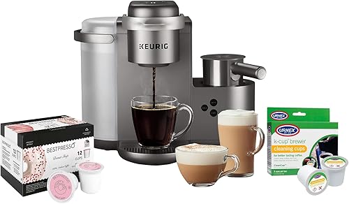 Keurig K-Cafe - Cafetera de edición especial con funcionalidad de café con leche y capuchino, conveniente elaboración, (Nickel) con cápsulas de café