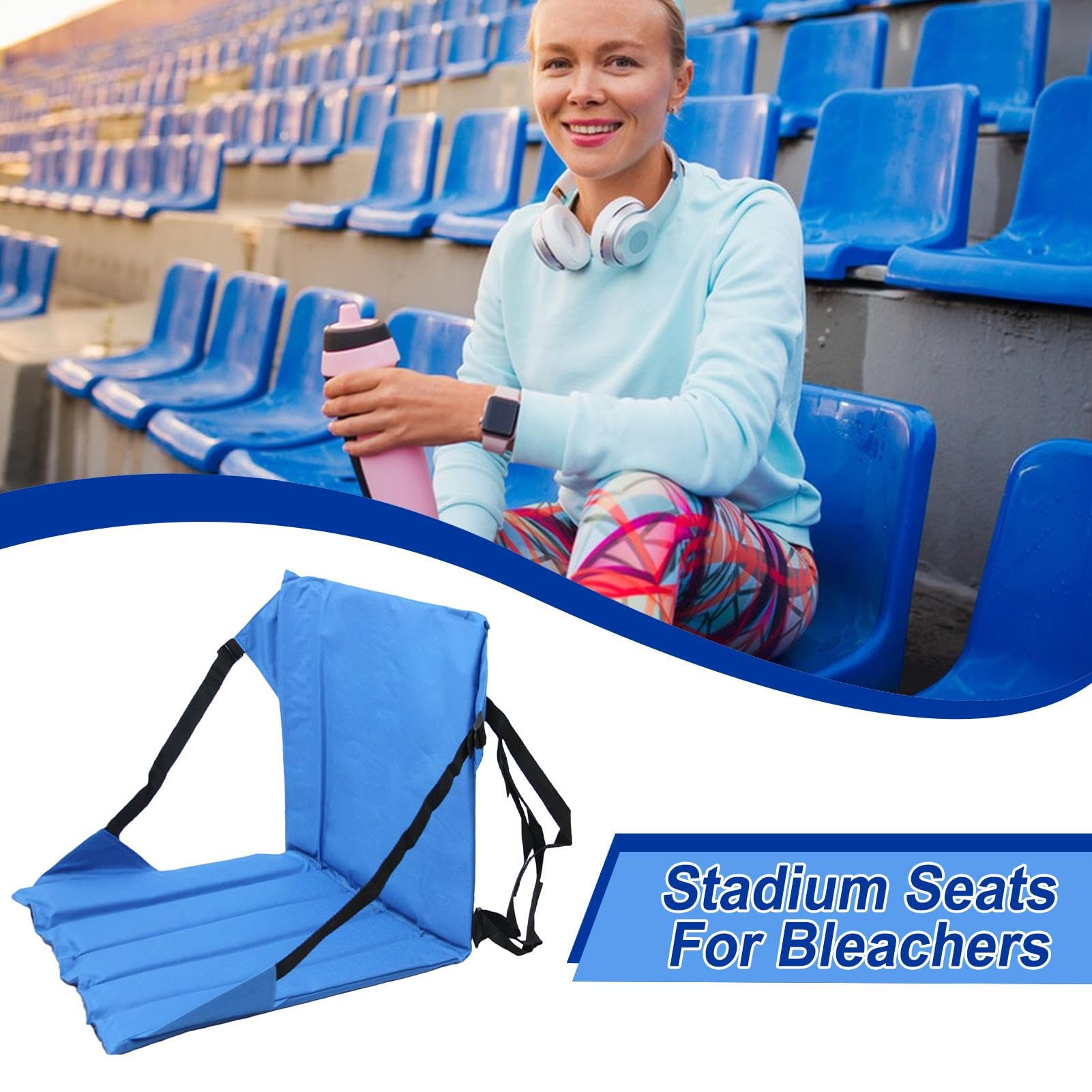 Sièges de stade avec soutien dorsal – Coussin rembourré en mousse épaisse, cadre ergonomique, design inclinable réglable, expérience assise confortable, siège pliable léger | Chaise pour camping, jeux