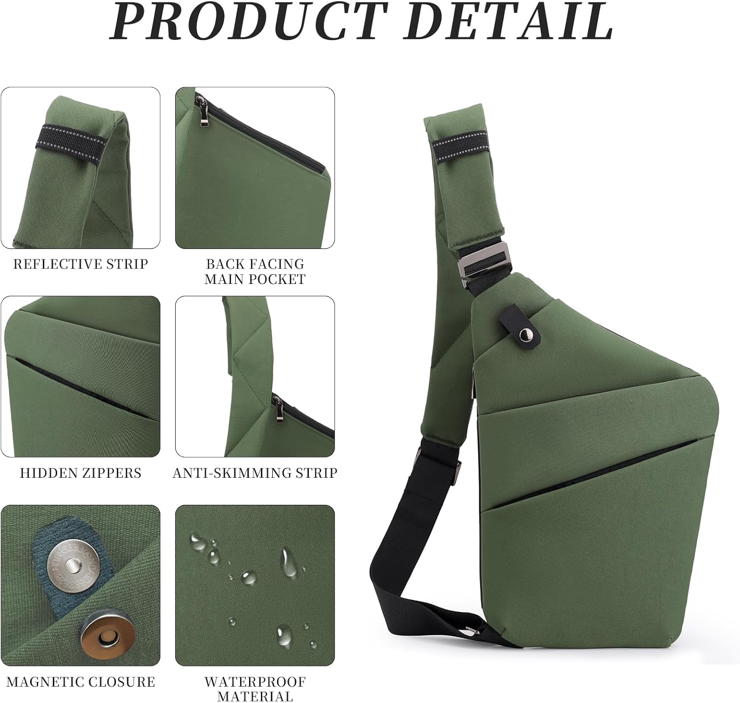 Anti Theft Crossbody Bag,Sling Bag for Women Men,Multi-pocket Chest Shoulder Bag for Travel, Sport, Work - Image 4