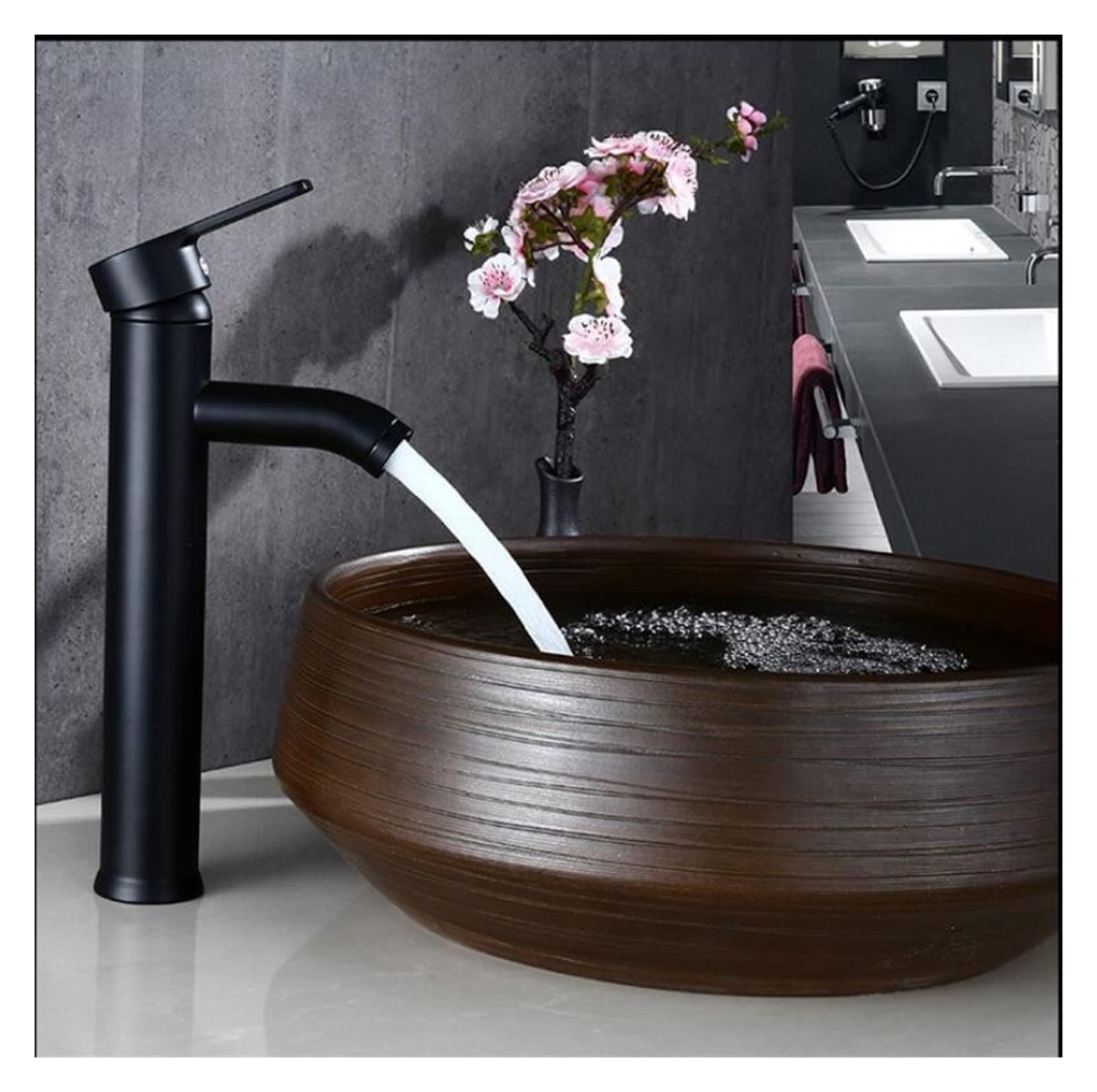 Robinet de lavage chaud et froid noir pour rénovation de salle de bain