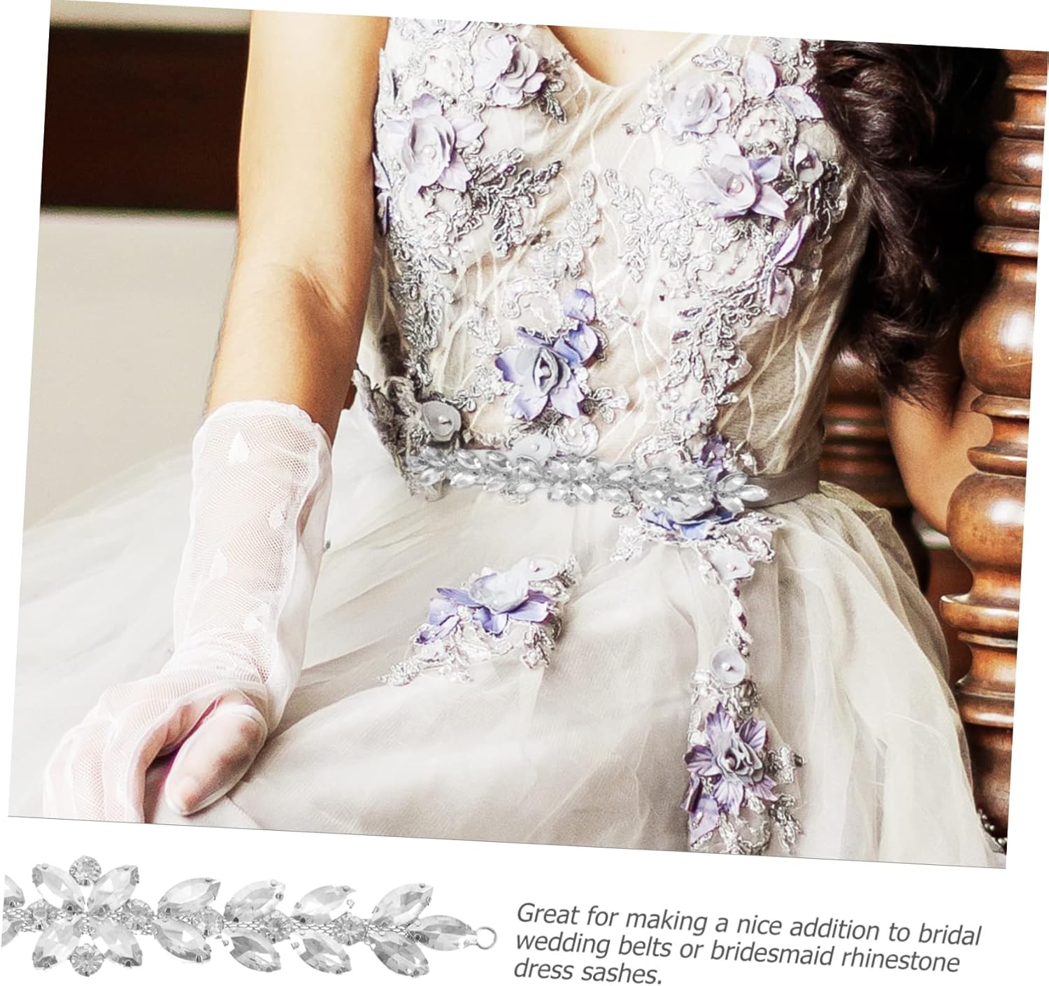 [IWOWHERO] 4個 ラインストーンフラワーチェーン ラインストーンのアップリケ 真珠のアクセサリー パールトリム スカート