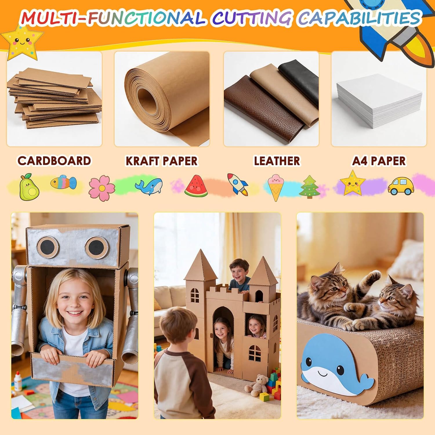 Kids Safe Cardboard Cutter Table Saw, Bladeless Cutting Machine, Electric DIY STEM Craft Tool, Childrens Table Saw for Craft Board, Kids Craft Cutting Machine Ages 5+