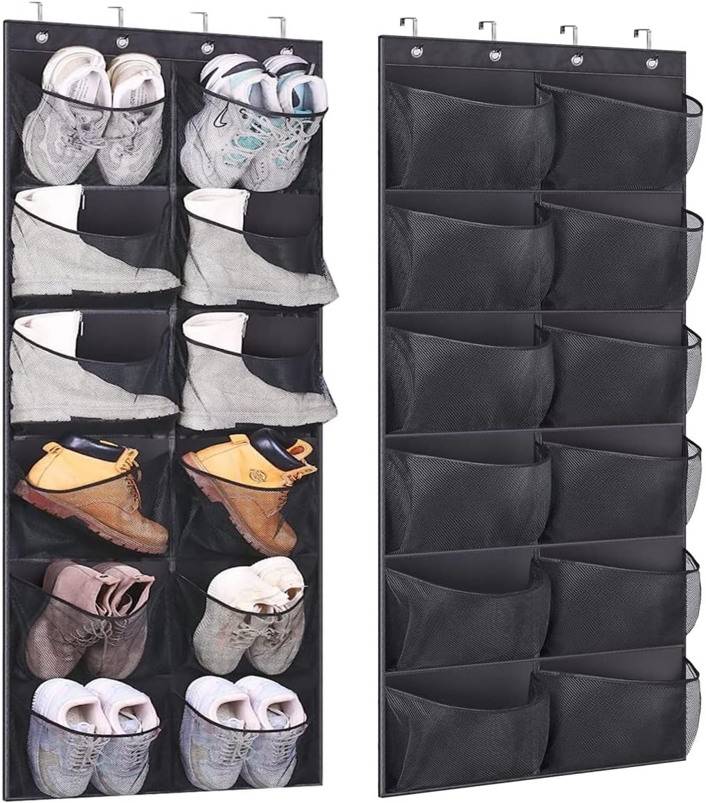 Over The Door Hanging Shoe Organizers,12 Extra Large Mesh Pockets with