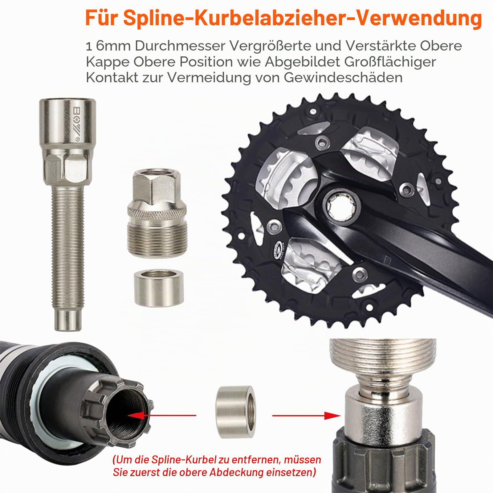 6-in-1 Fahrrad-Reparaturset Werkzeug, mit Fahrrad Multifunktions Pedalschlüssel, Kettenpeitsche, Zahnkranzabzieher + Kassettenabzieher, Kurbelabzieher, Tretlager Abzieher