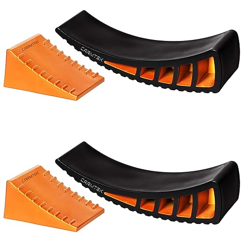 CARMTEK Camper Leveler 2-Pack Kit Curved RV Levelers with Wheel Chocks