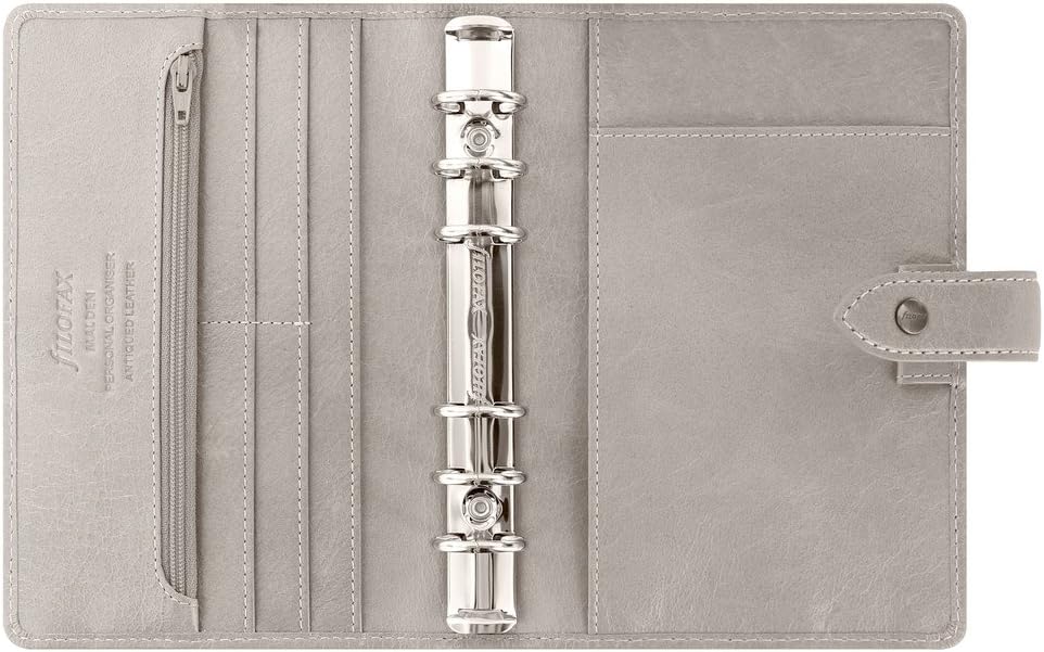 Filofax Malden Leather Organizer Agenda Diary Calendar Bundle with DiLoro Ballpoint Pen (Stone 2026-2027 with Pen, Personal Paper Size 6.73" x 3.74")
