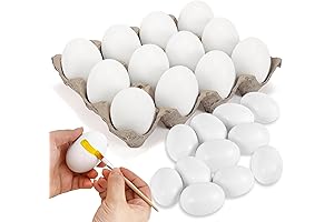JOYIN 12 PCS Unpainted White Wooden Fake Easter Eggs