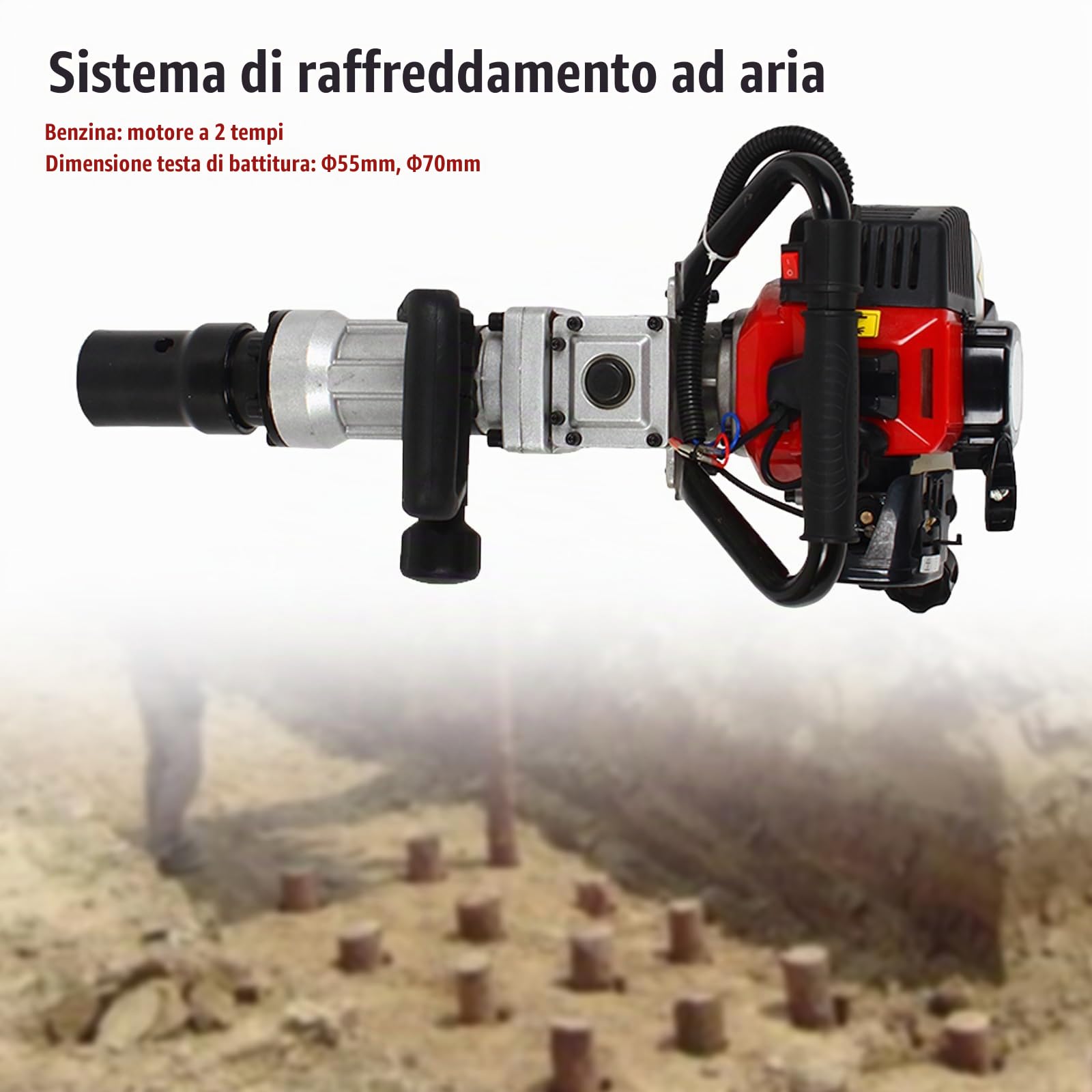 900 W, 2 tempi, motore a benzina, per pali, scavare profondamente, set di attrezzi per piantare alberi, arbusti