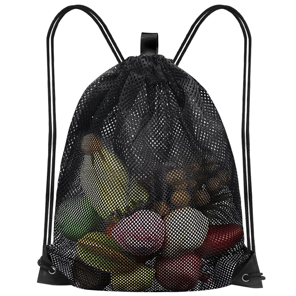 YDHfdc Mesh Bags 45x40cm Mesh Beach Bags with Drawstring Swimming Bag Black Drawstring Gym Bag Net Bags for Swimming, Beach, Gym, Shopping
