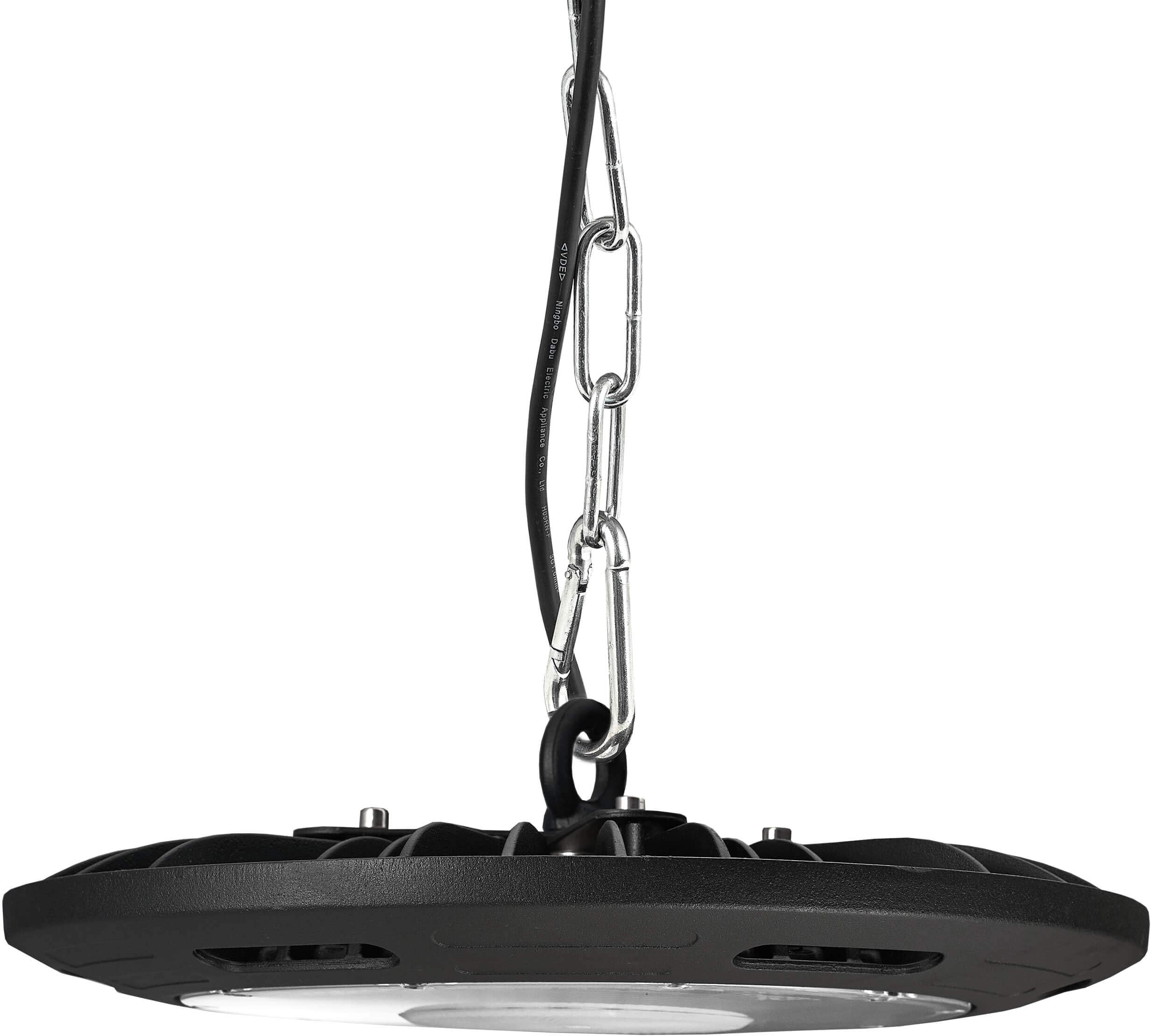 Lumira Highbay LED Hall Floodlight, Very Flat, Hall Lighting for hanging with a chain, Industrial Lamp, Indoor lamp, UFO Indoor Hanging Light, Replacement for HQL and HQI, Neutral White, Cold White, 200 Watt [Energy Class A+]