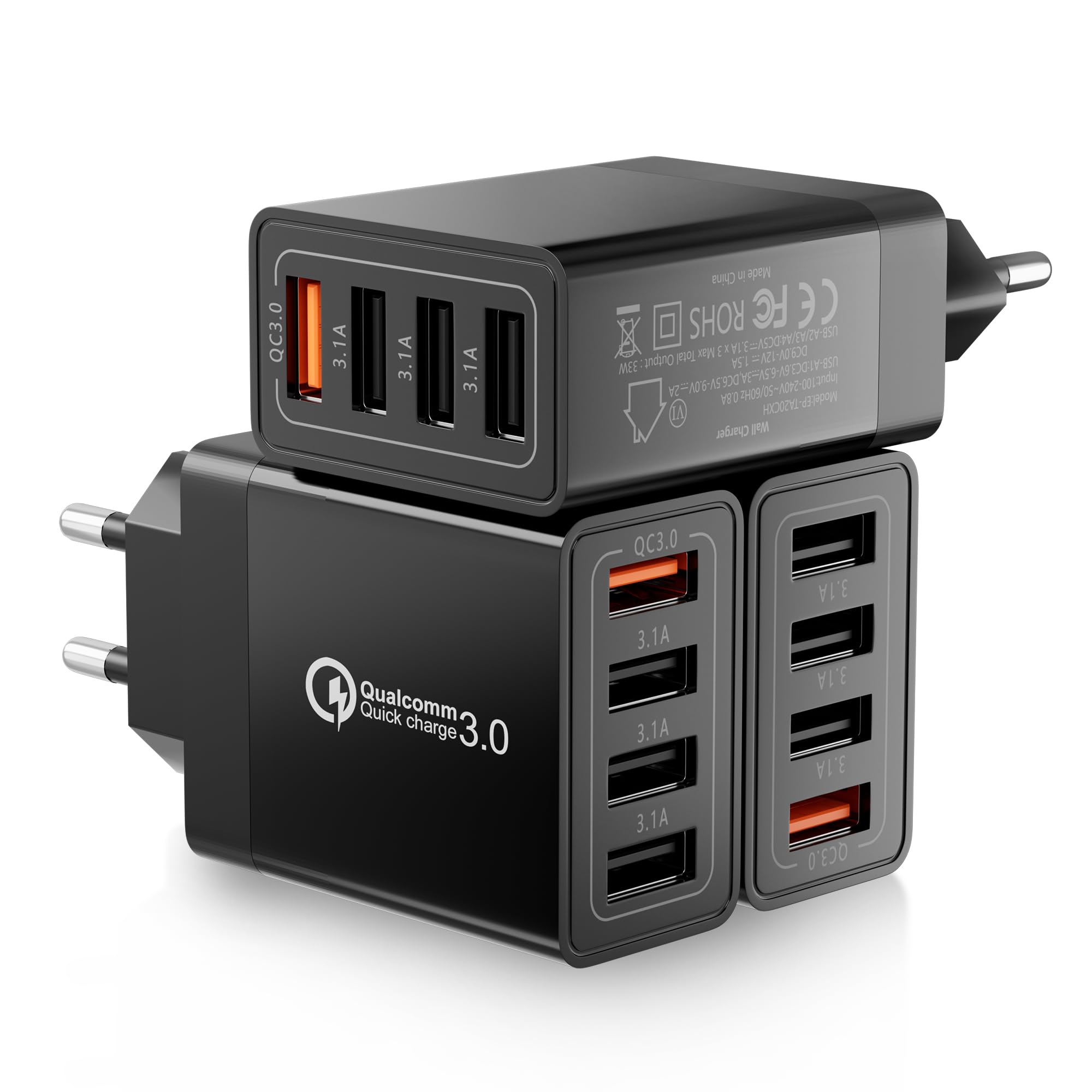 800 W USB C-oplader, meervoudig, 10 poorten, USB-oplaadstation