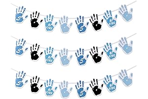 3-Piece High Five Hand Print Banner for Boy's 5th Birthday Celebrations