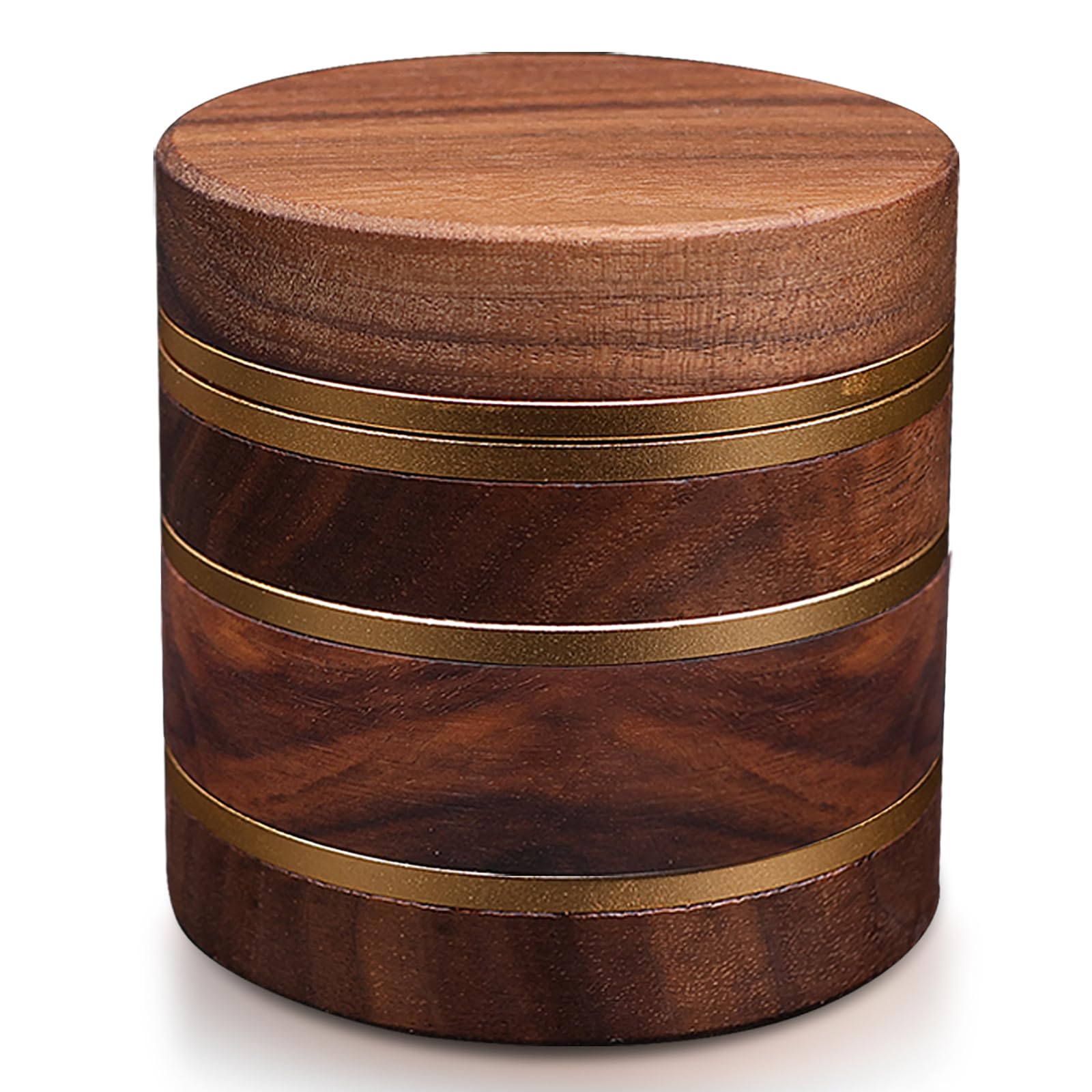 TMKEFFC Spice Mill for Kitchen – Manual Handheld Spice Tool for Grinding Dried Seasonings – Walnut Wood, Gold