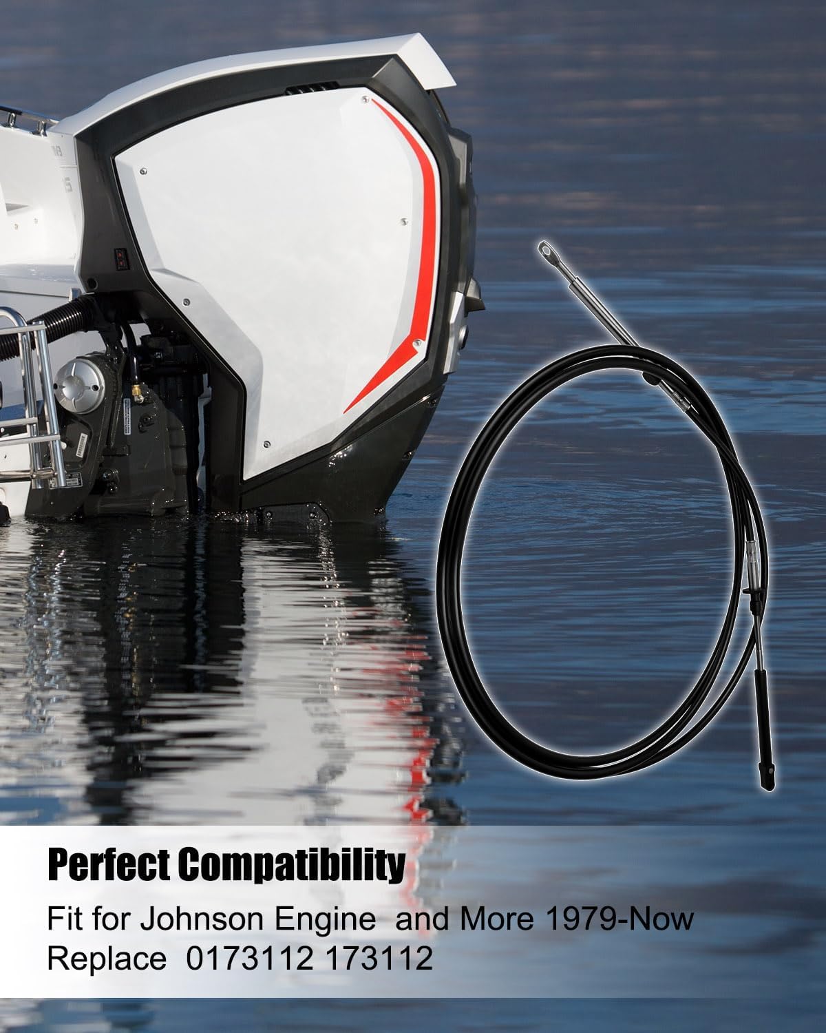 0173112 Câble de commande à distance de changement d'accélérateur pour Johnson Evinrude Omc 3,7 m | Convient pour les moteurs Brp E-Tec et Ficht de 1979 à aujourd'hui, remplace 173112