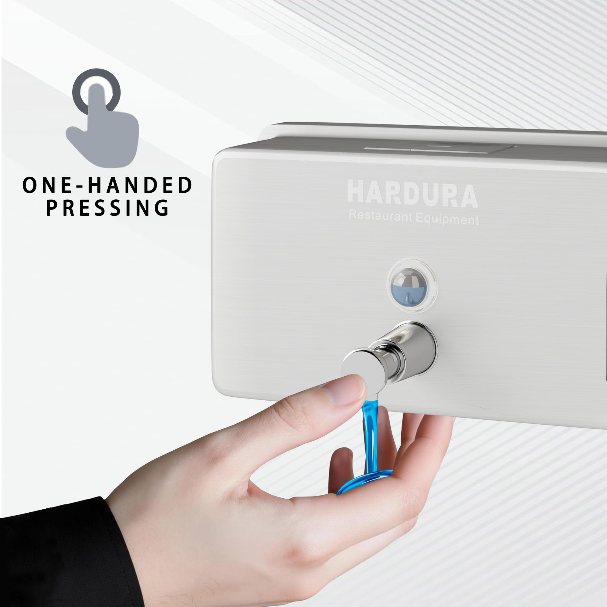 HARDURA kommerzieller Seifenspender, Wandmontage, Edelstahl, horizontaler Seifenspender, manuelle Flüssigkeitspumpe, rostfrei, auslaufsicher, für Badezimmer, 1300 ml