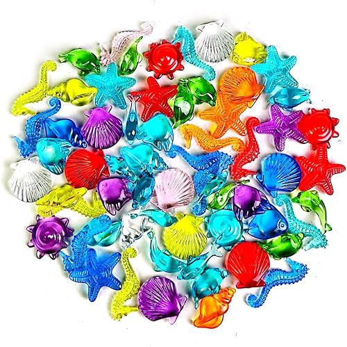 Miniatura 1 de 10 estilos de gemas acrílicas 68 piezas de conchas marinas estrellas de mar subacuáticas buceo piscina gemas tesoros, decoraciones de fiesta de
