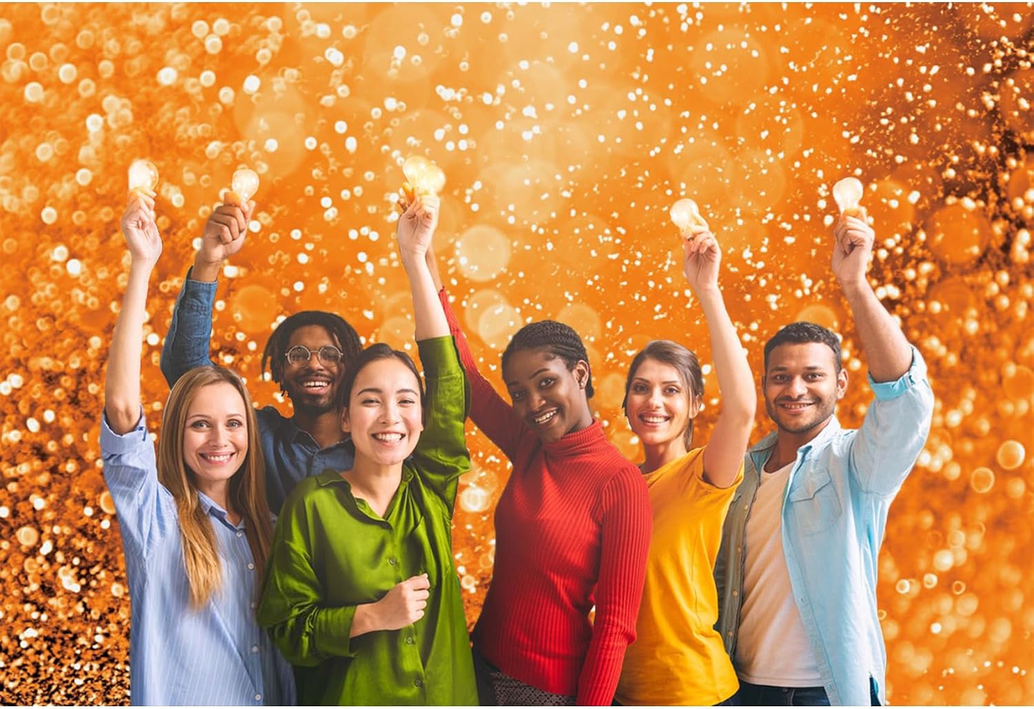 Orange Glitters Backdrop 8x6.5ft Birthday for Woman Graduation Decoration image 3