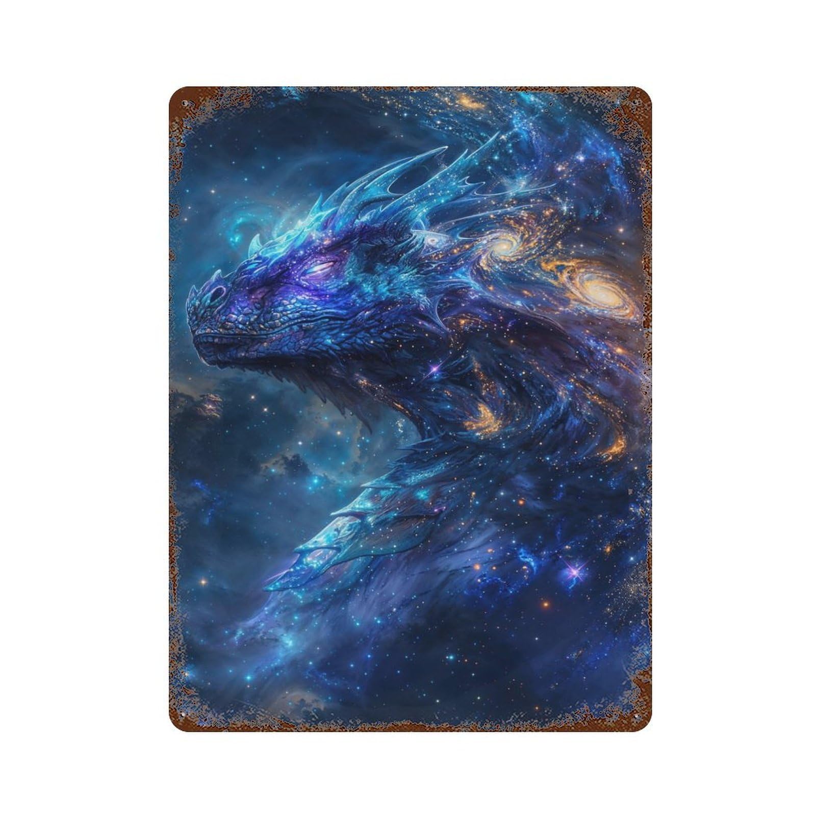Galaxy Dragon Overlord 15.7"x11.8" Vintage Rust Metal Sign, Shabby Chic Decor for Garage, Bar And Workshop Decor
