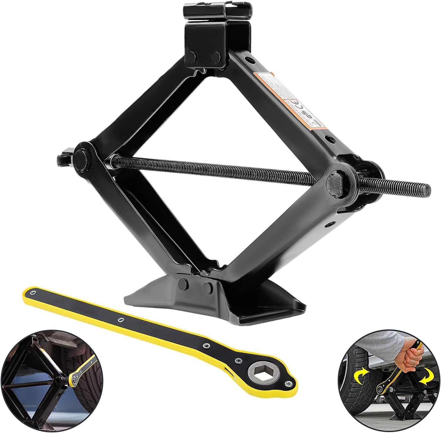 KingSaid Clé démonte Roue Voiture avec cric Ciseaux 2,5T, clé à cliquet Incluse, tête rotative 360°, Outil de Levage Robuste pour Auto SUV