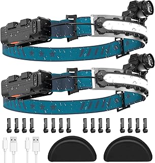 LED Headlamp Super Bright 1000 Lumens USB Rechargeable Lampe Frontale 6 Light Modes Sensor Adjustable Focal Headlight Waterproof Headtorch for Running Camping Fishing Hiking(2 Pack）