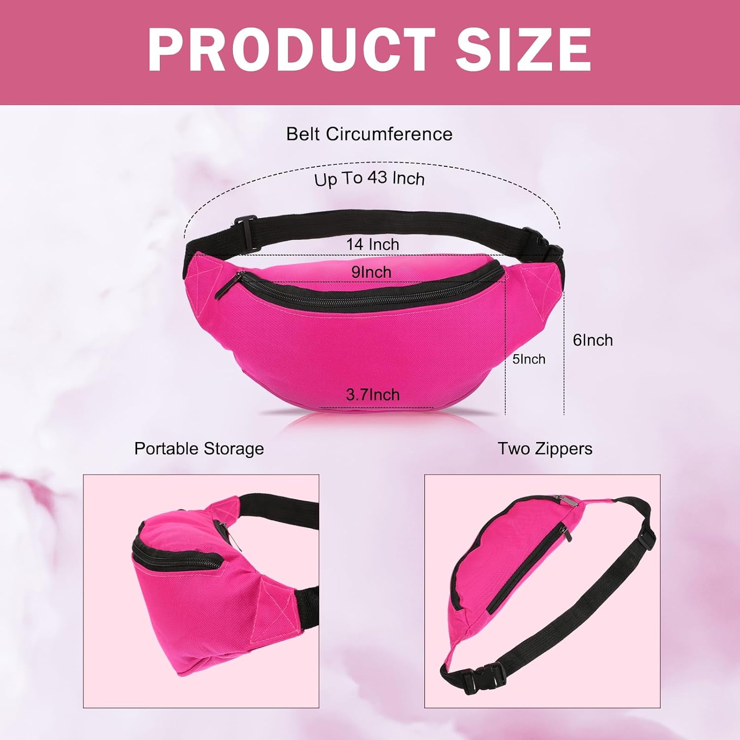 Hsei 80s Neon Fanny Pack 2 Pcs 80s 90s Fanny Pack for Women Waist Lightweight Belt Bags Waterproof Traveling Bags Halloween Costume with Adjustable Strap (Fluorescent Green, Rose Red)