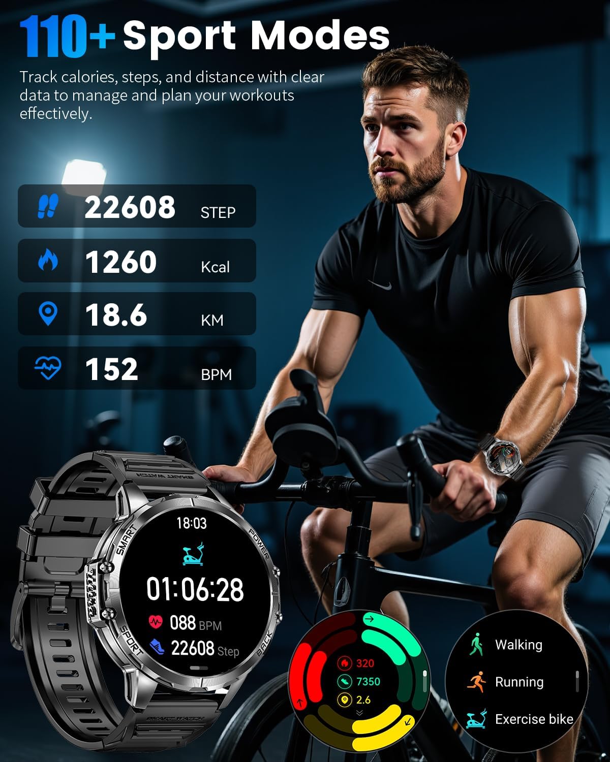 Military Smartwatch for Men, Top-Mounted Flashlight, 1200mAh Battery 5 71rV6iD3klL. AC SL1500