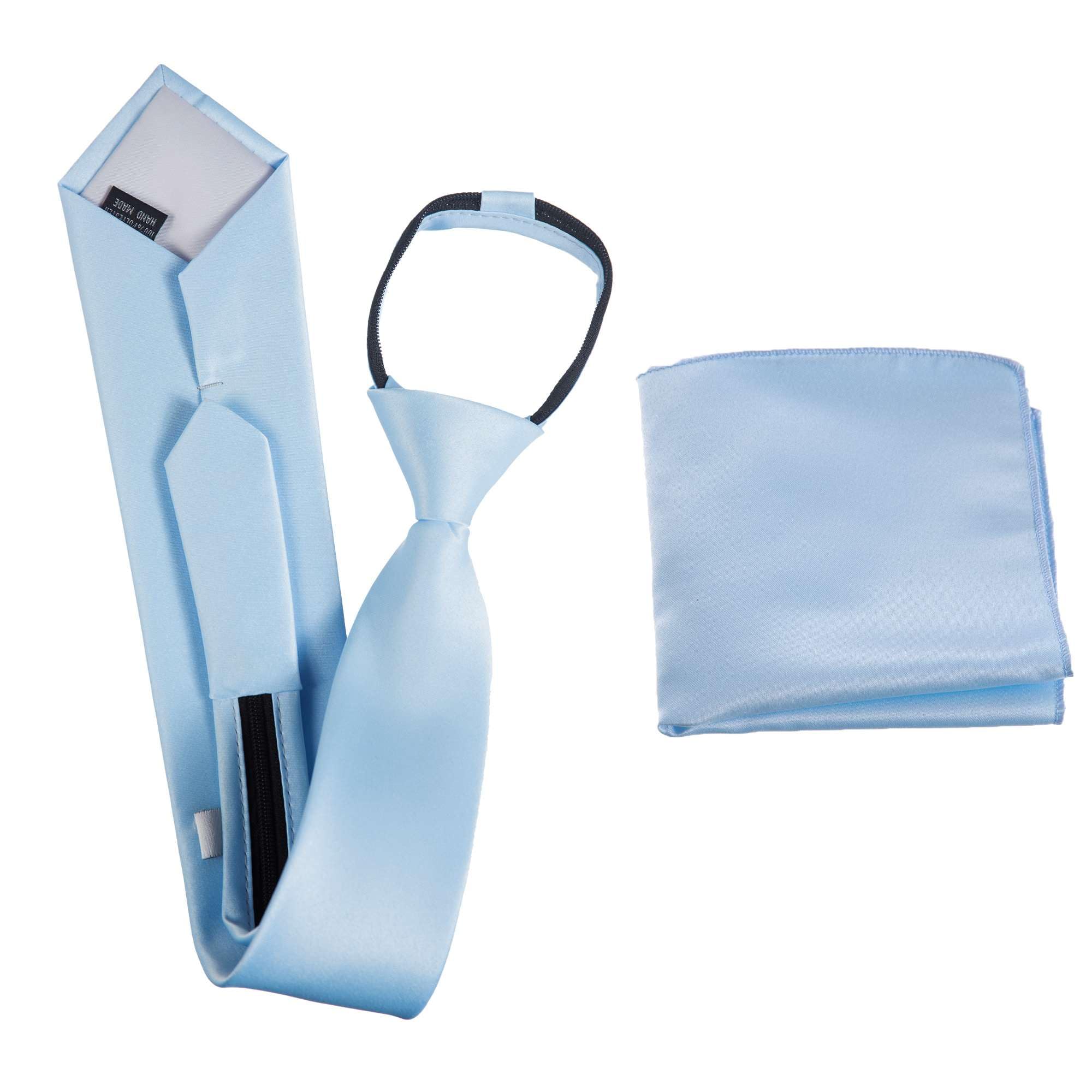 Tuxgear Boys Adjustable Neck Tie and Pocket Square Set, Light Blue, Boys (Light Blue, Boys)