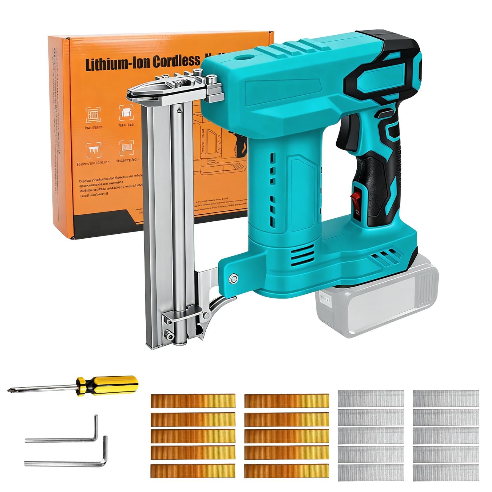 Cordless Staple Gun for Makita 18V Battery, 2 in 1 Brushless Nail Gun & Staple Gun with 1000 Nails & 1000 Staples, for Upholstery DIY Woodworking (No Battery) — image 1