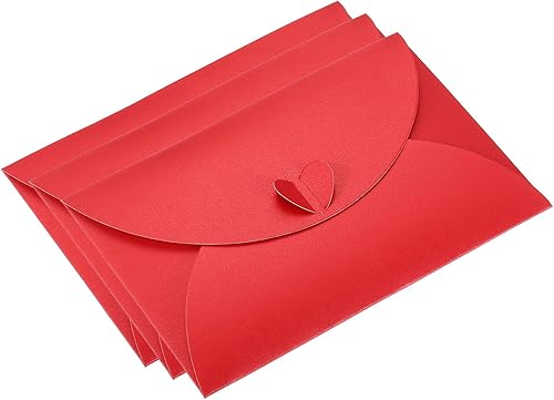 PATIKIL Sobres para tarjetas de regalo, paquete de 50 sobres con cierre en forma de corazón para tarjetas de regalo, mini sobre para cumpleaños,