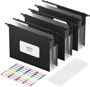 ABC life Plastic Expanding Hanging File Folders,Reinforced 3.15" Hanging Accordian Folder,Large Capacity, Letter Size for Filing Cabinet Tax Filing, Invoices-3pcs