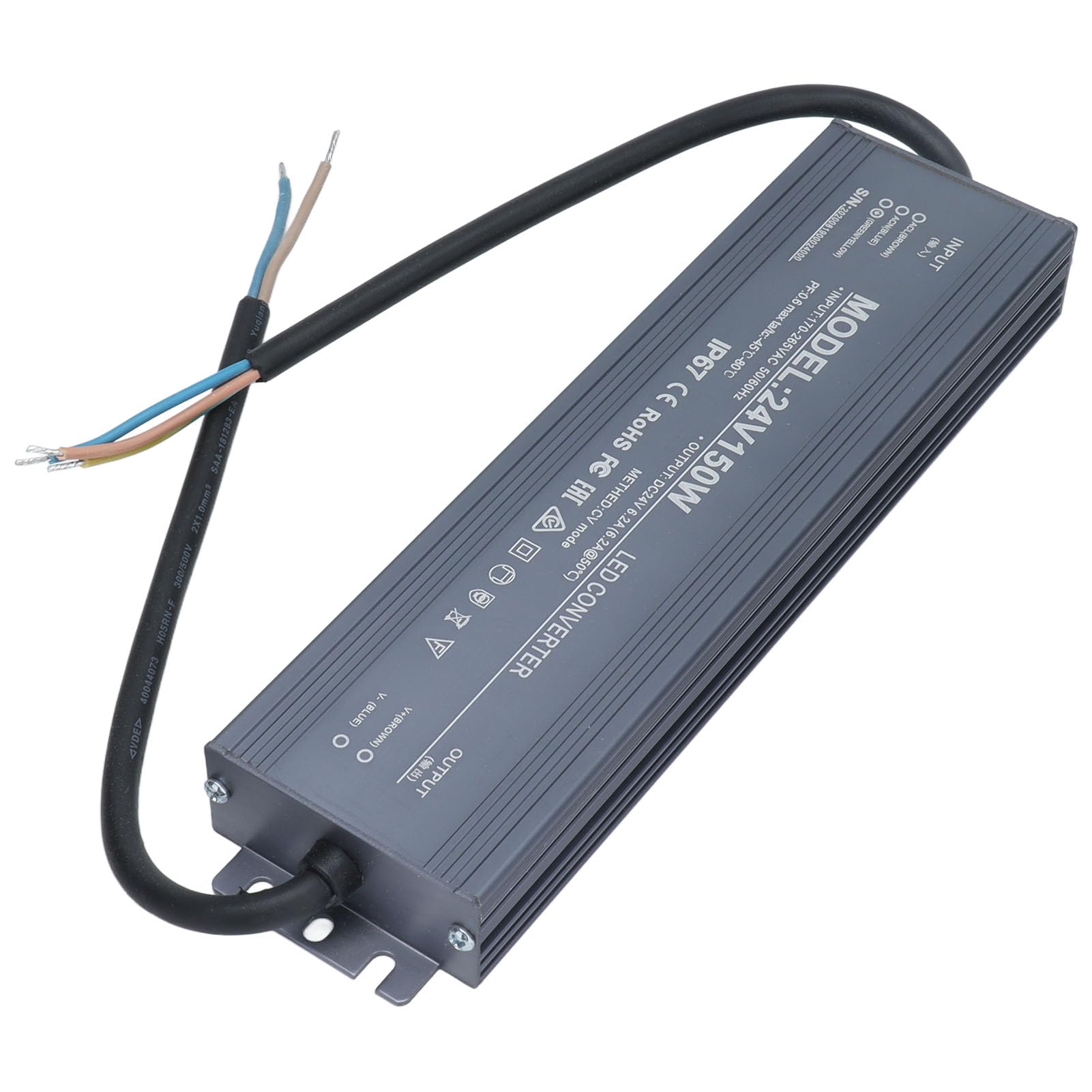 Fuente de Alimentación Impermeable IP67 150W, Transformador LED Aleación