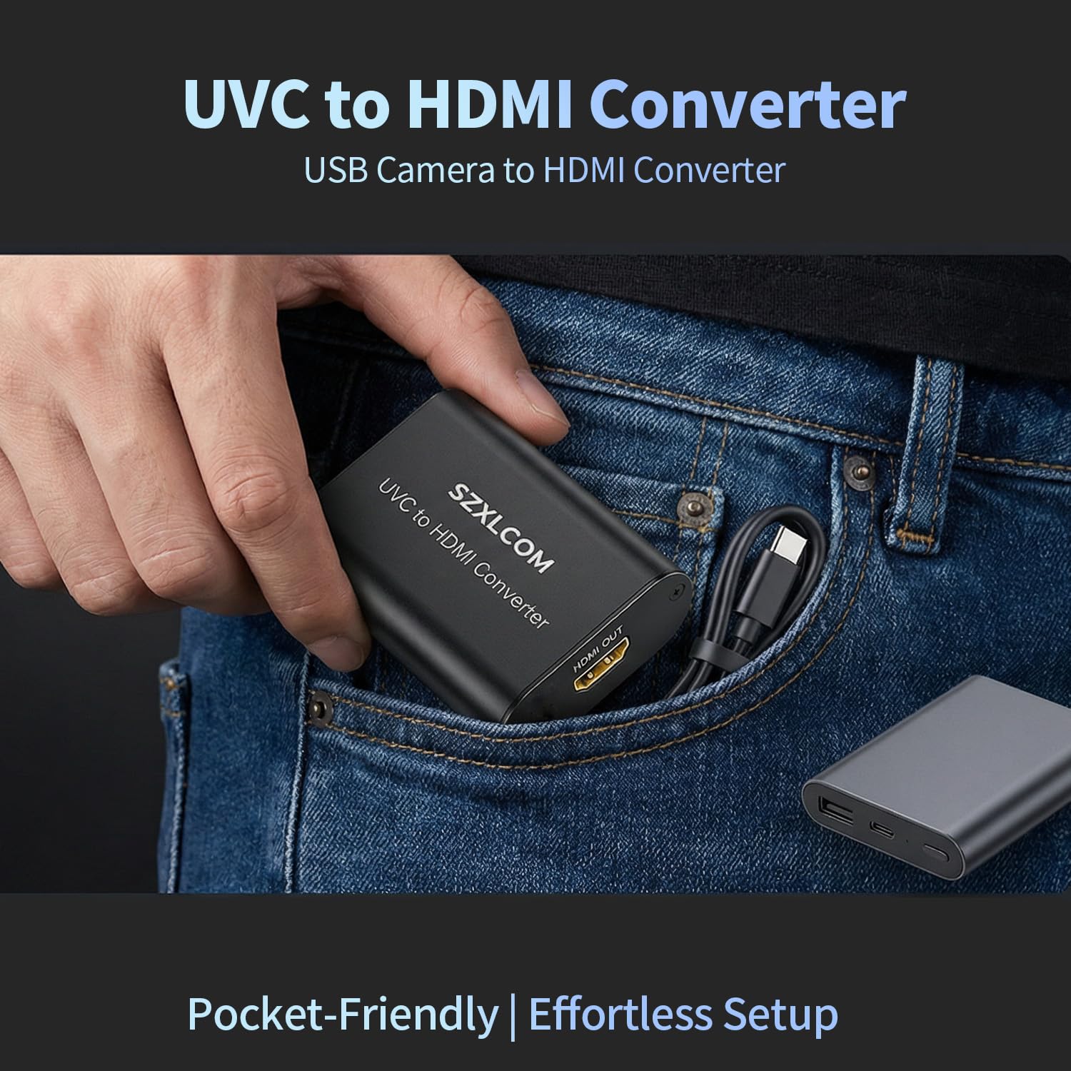 Convertitore da UVC a HDMI 1080P 60Hz, supporta la ricarica della fotocamera, commutatore video webcam USB a uscita video HDMI, per streaming live su TV, monitor e scheda di acquisizione HDMI