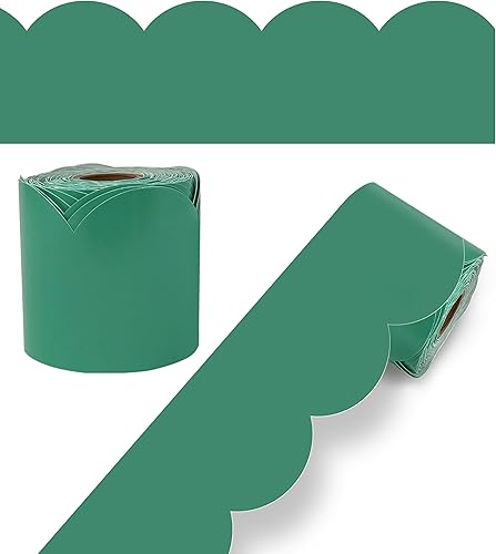 Carson Dellosa - Cenefas para tablón de anuncios Crecer juntos, 165 cm, verde jade, rollo de cenefas festoneadas, decoraciones de pizarrón,