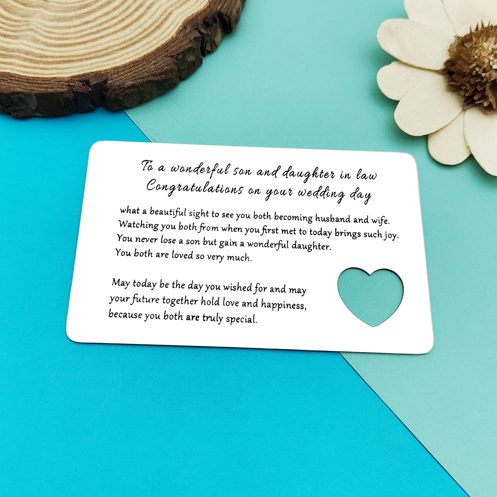 Son Wedding Gift from Mom Dad Daughter in Law Gifts Wedding Gift Engraved Wallet Card for Bride from Mother-in-Law on Wedding Day Wedding Gift for Son Daughter in Law Groom Wedding Gift Ideas - Image 4