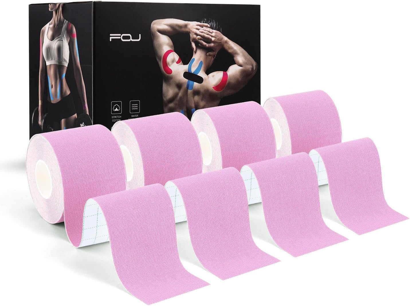 Kinesiology Tape (4 Pack) Athletic Tape 16.4ft Water Resistant Kinetic Uncut Sports Tape for Knees, Ankles, Shoulder, Pain Relief, Injury Recovery and Physio Therapy