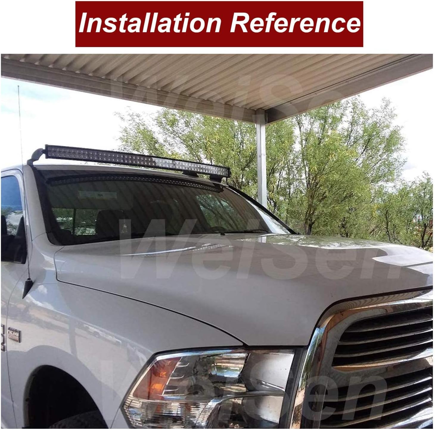 Dasen Upper Roof Mounting Brackets Kits for 52 inch Curved Light Bar Compatible with Dodge Ram 1500 2009-2018, Fit Ram 1500 Classic 2019-2024, Fit Ram 2500 2010-2018