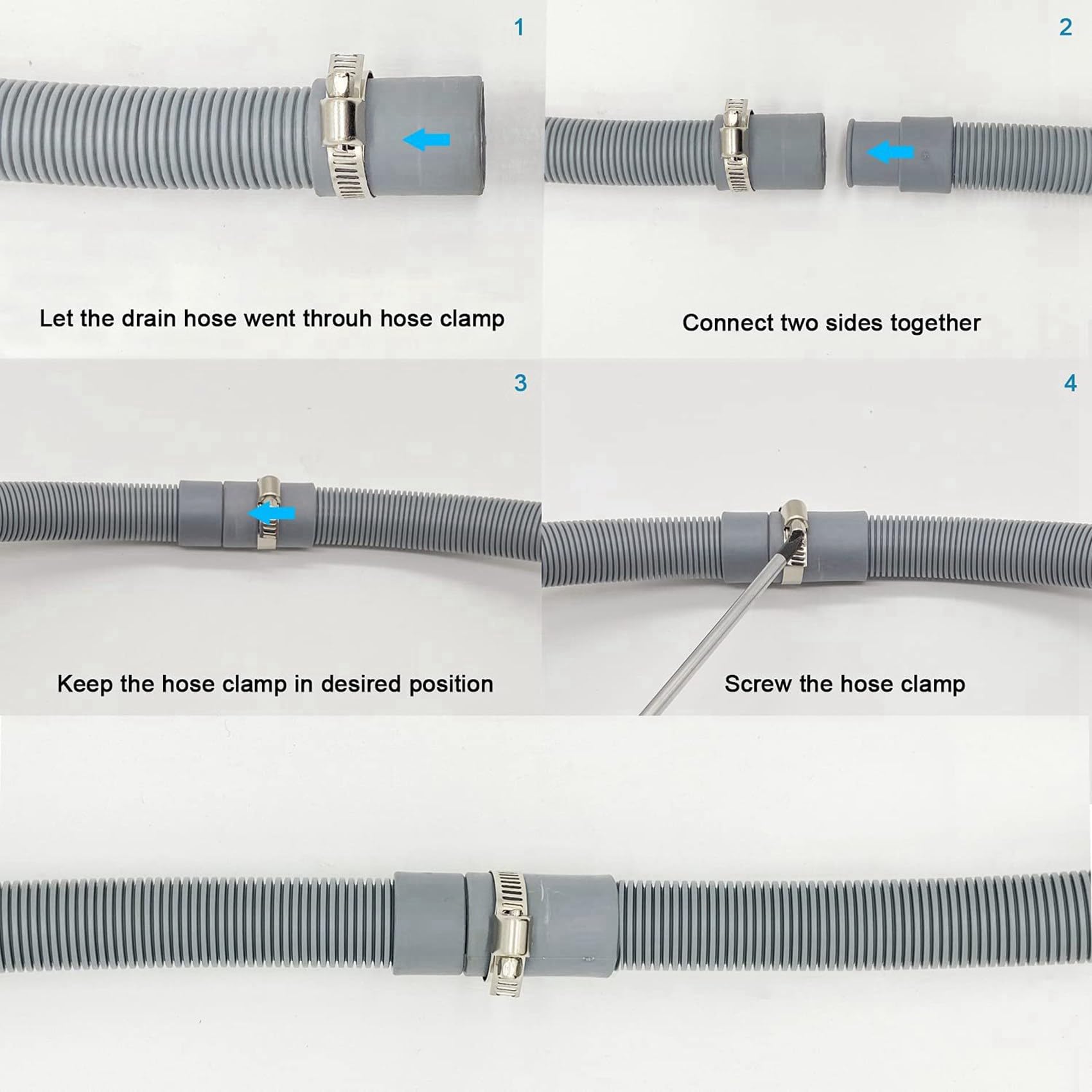 5X Tubo Flessibile di Scarico della Lavatrice Tubo Flessibile di Scarico della Lavatrice Prolunga del Tubo di Scarico da 2,5 M per Lavatrici Lavastoviglie Asciugatrici