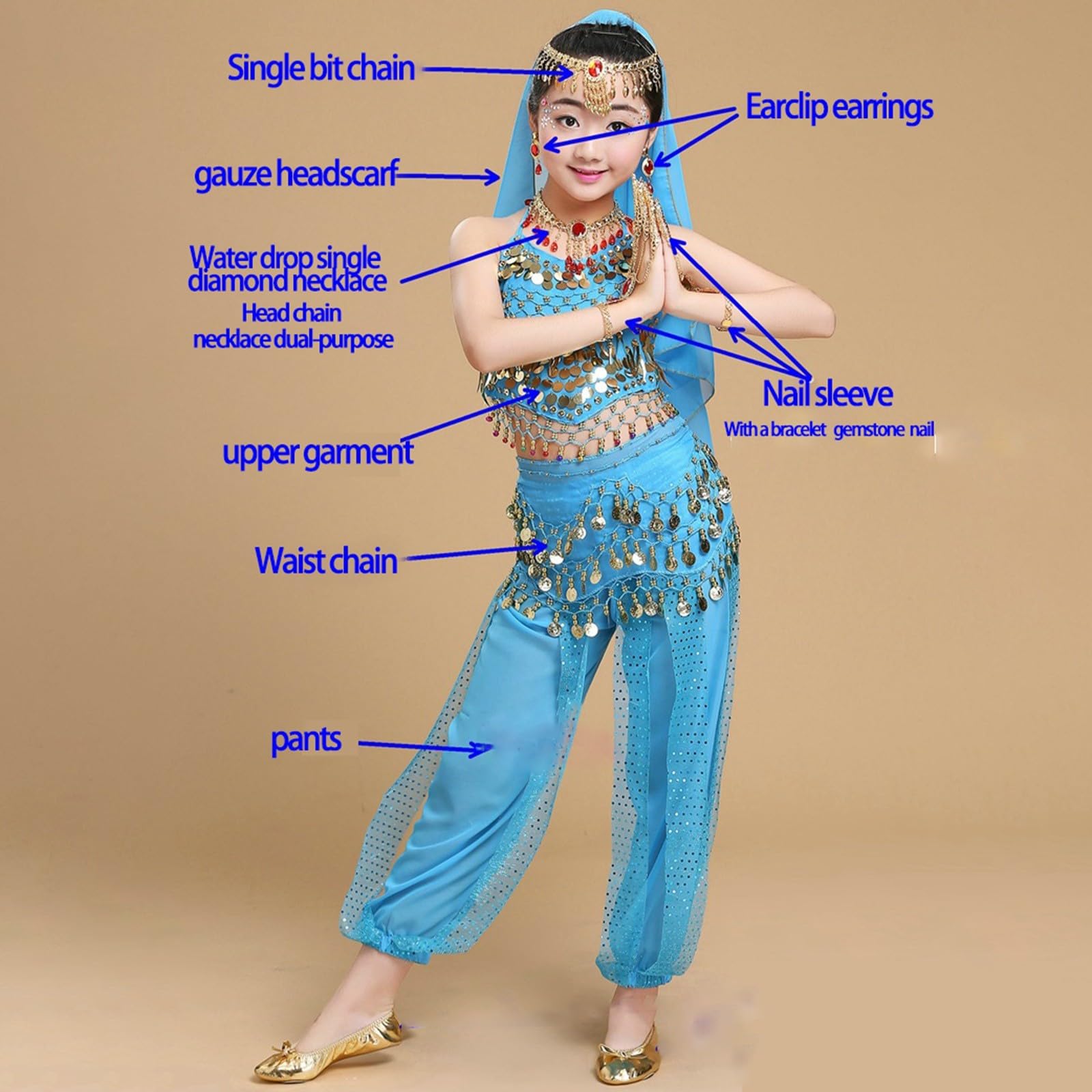 Guirca - Costume Da Ballerina Orientale - Odalisca - Per Bambine Alte 118/138 Cm