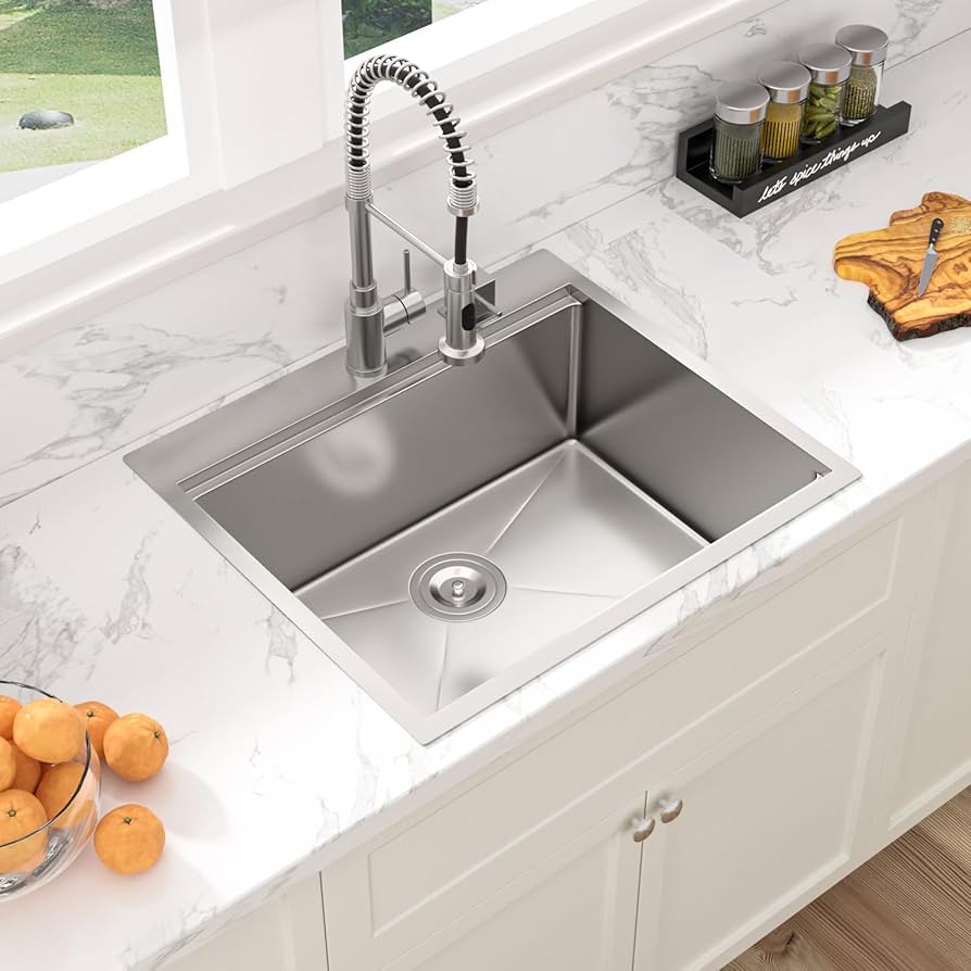 SINKI セール‼︎ Sarlai 25 Kitchen Sink Drop-In Workstation - 25 x 22 Inch