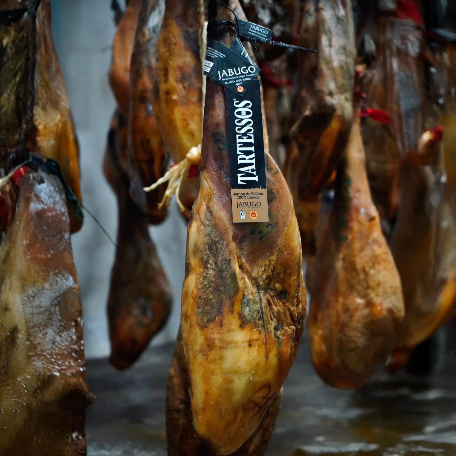 Jamón de Bellota Jamones Tartessos I Ibérico 100% DOP Jabugo I Cortado a mano I 80gr por sobre I 20 Sobres