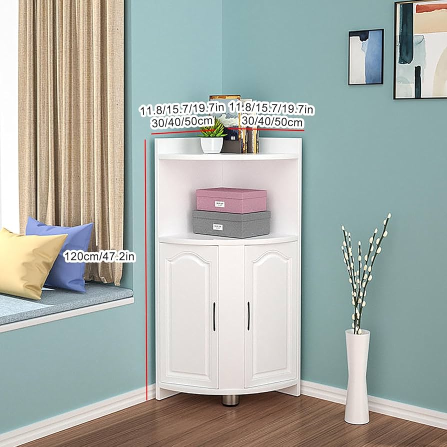Lifewit Mobile Angolare Alto Da Fattoria 172 Cm Con Ripiani Regolabili E Anta Battente - Armadietto Per Soggiorno, Cucina, Bagno - Bianco Rustico